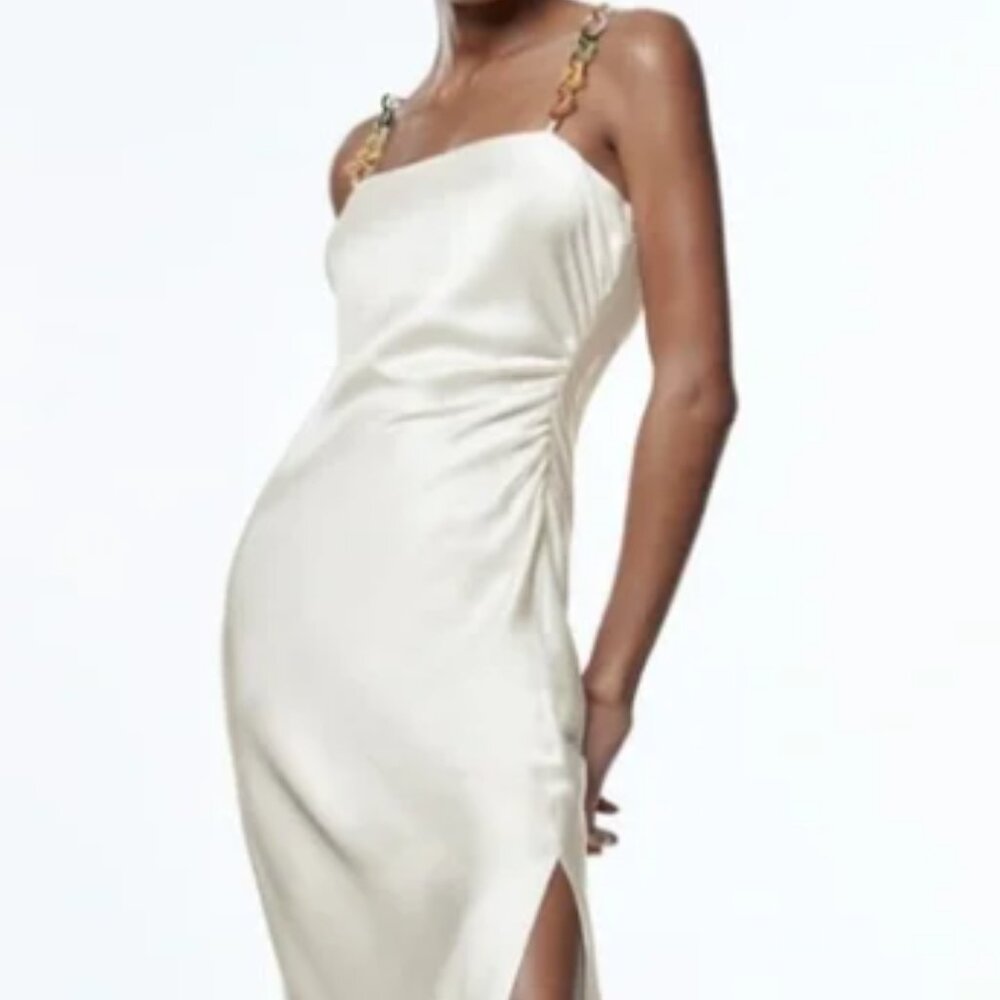 NWT ZARA CHAIN STRAP SATIN EFFECT SLIP DRESS